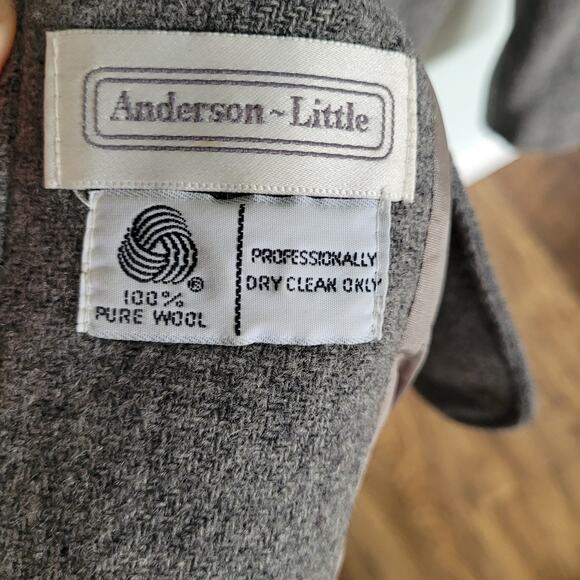 Vintage 90s Anderson Little Womens Gray Blazer 100% Wool Jacket Siz 10 - Picture 7 of 9